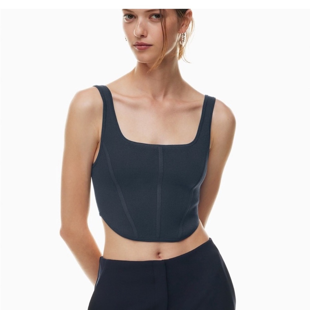 BABATON by ARITZIA Sculpt Knit Bustier Tank Navy Blue Size XS